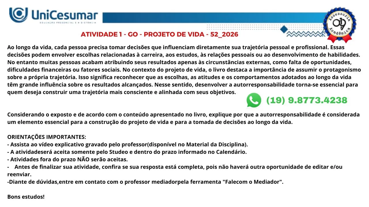 Ao longo da vida, cada pessoa precisa tomar decisões que influenciam diretamente sua trajetória pessoal e profissional. Essas