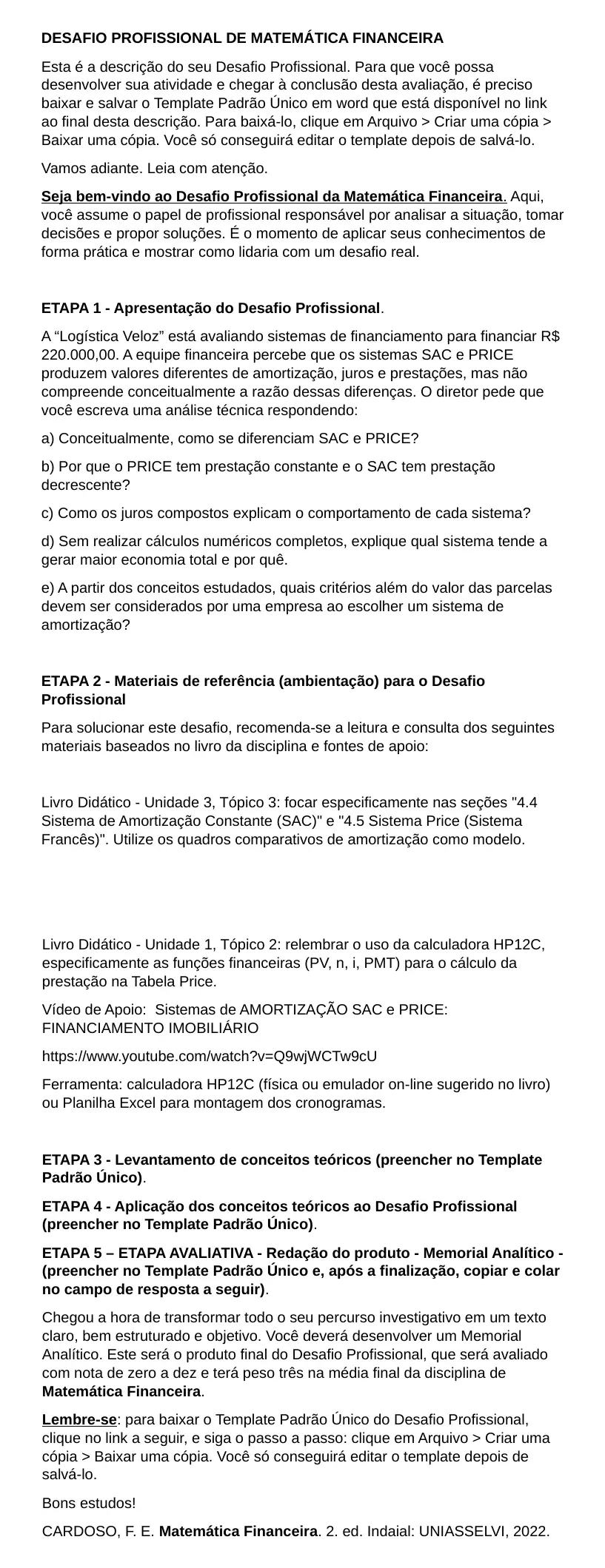 DESAFIO PROFISSIONAL DE MATEMÁTICA FINANCEIRA