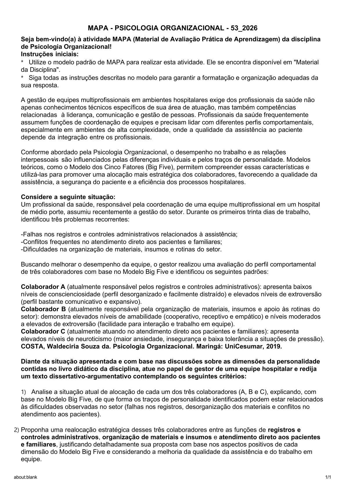 MAPA PSICOLOGIA ORGANIZACIONAL